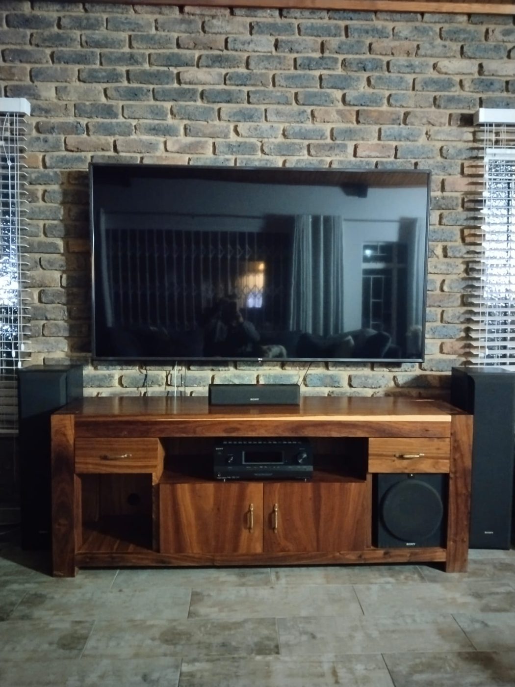 Custom solid-wood TV and media unit